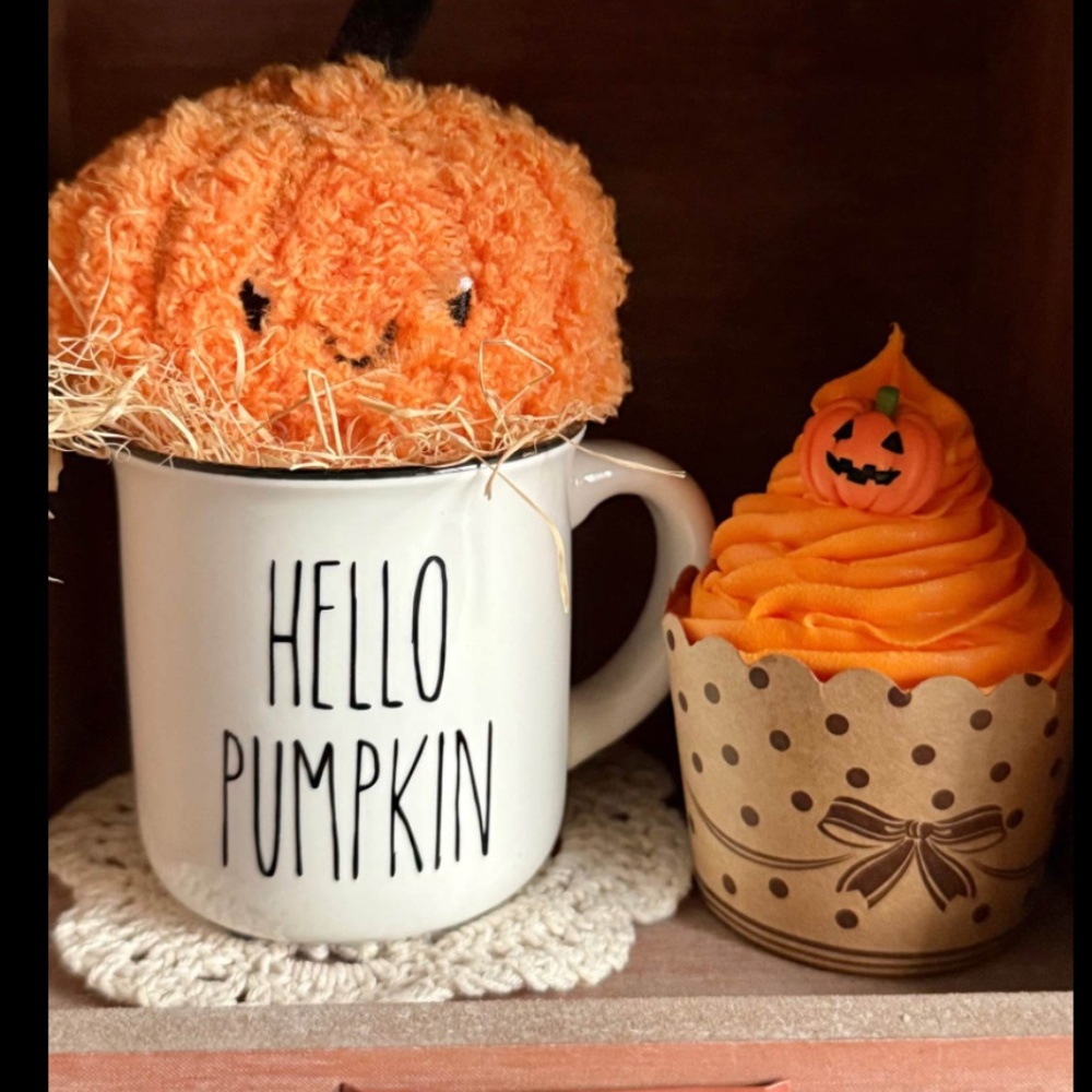 Mini Pumpkin Mug & Artificial Cupcake